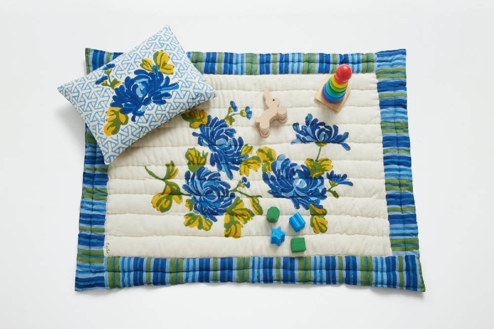 Lisa Corti Trapunta Reversibile 70x110cm Vienna Blue Cream