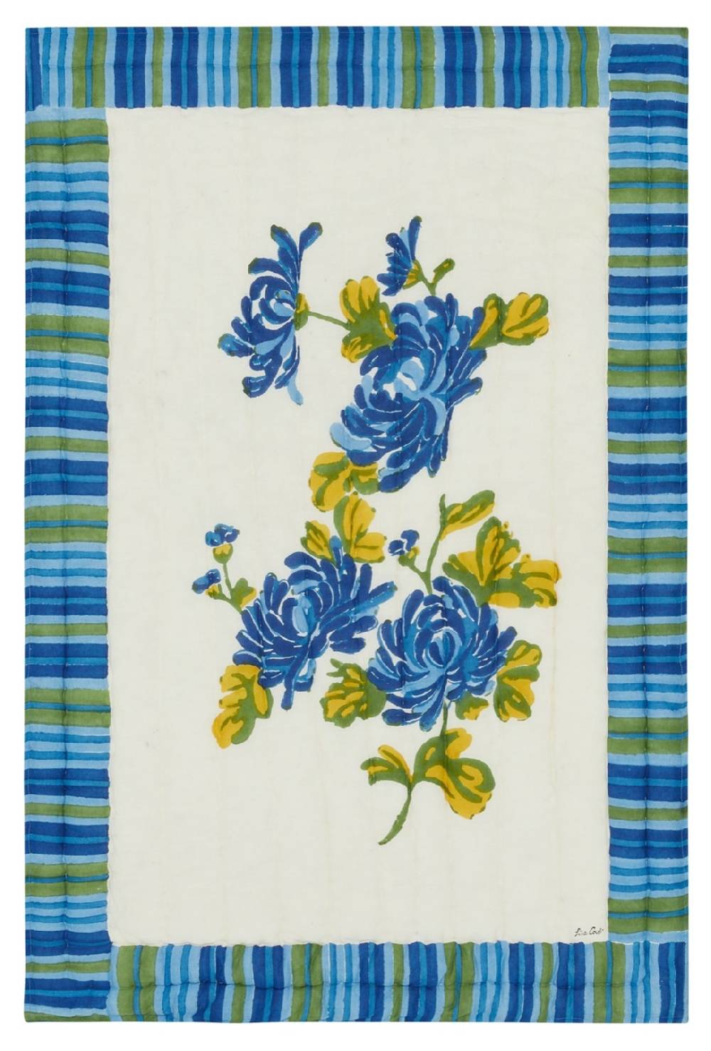 Lisa Corti trapunta reversibile 70x110cm vienna blue cream