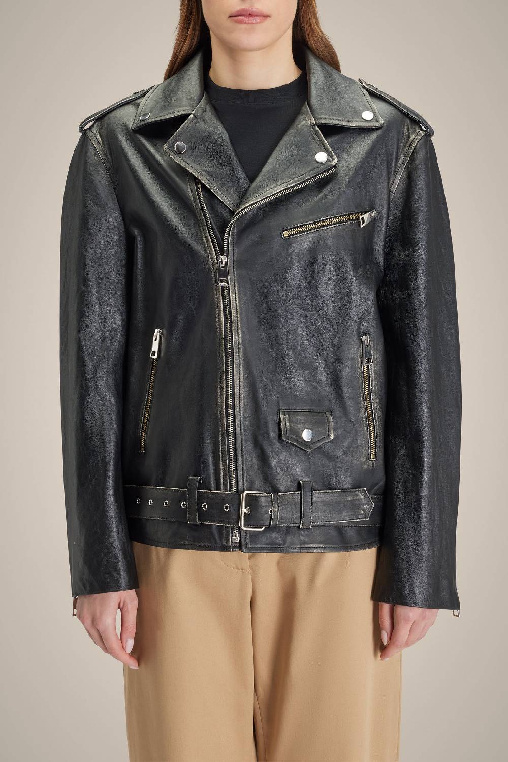 Liviana Conti GIACCA CHIODO IN PELLE BOTTALATA S4NN4SX37Y69A3.S