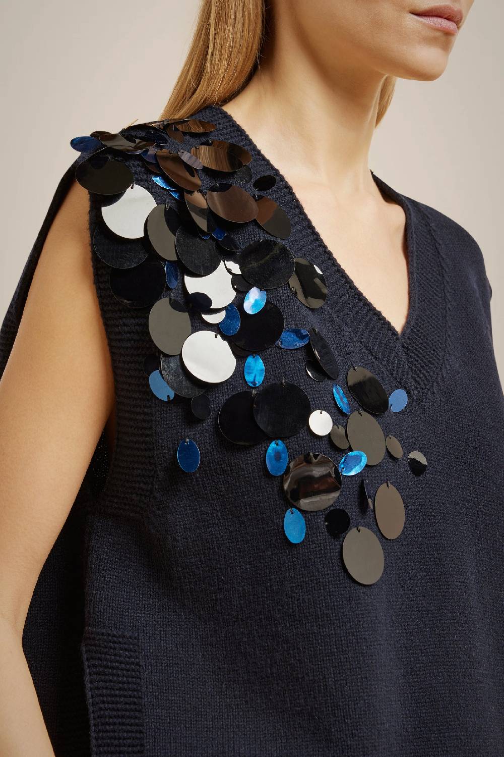 Liviana Conti GILET CON PAILLETTES IN CASHMERE RICICLATO W4LL4WC47N08-0.XS