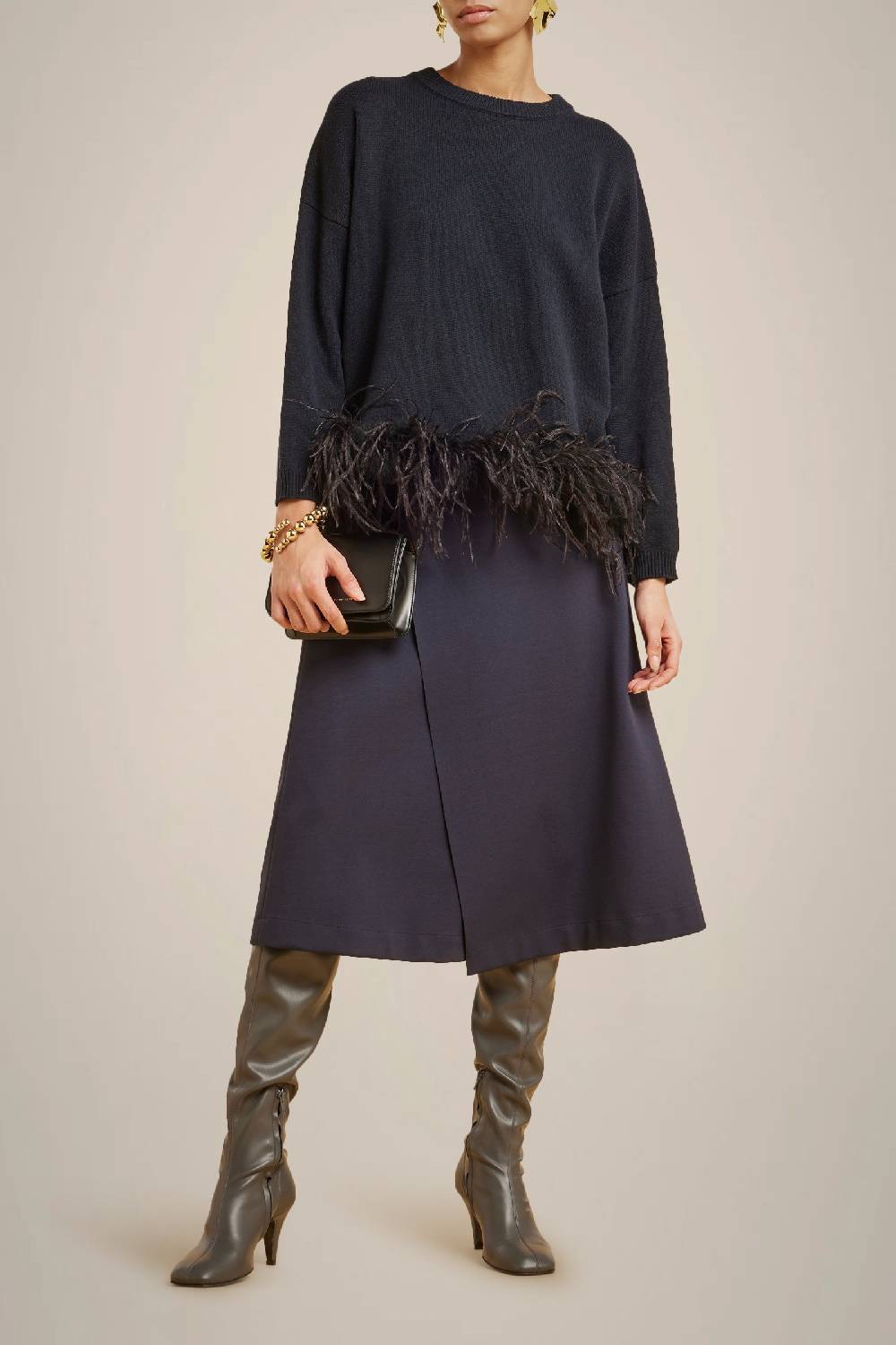 Liviana Conti MAGLIA CON PIUME IN CASHMERE RICICLATO W4LL4WC49N08-0.XS