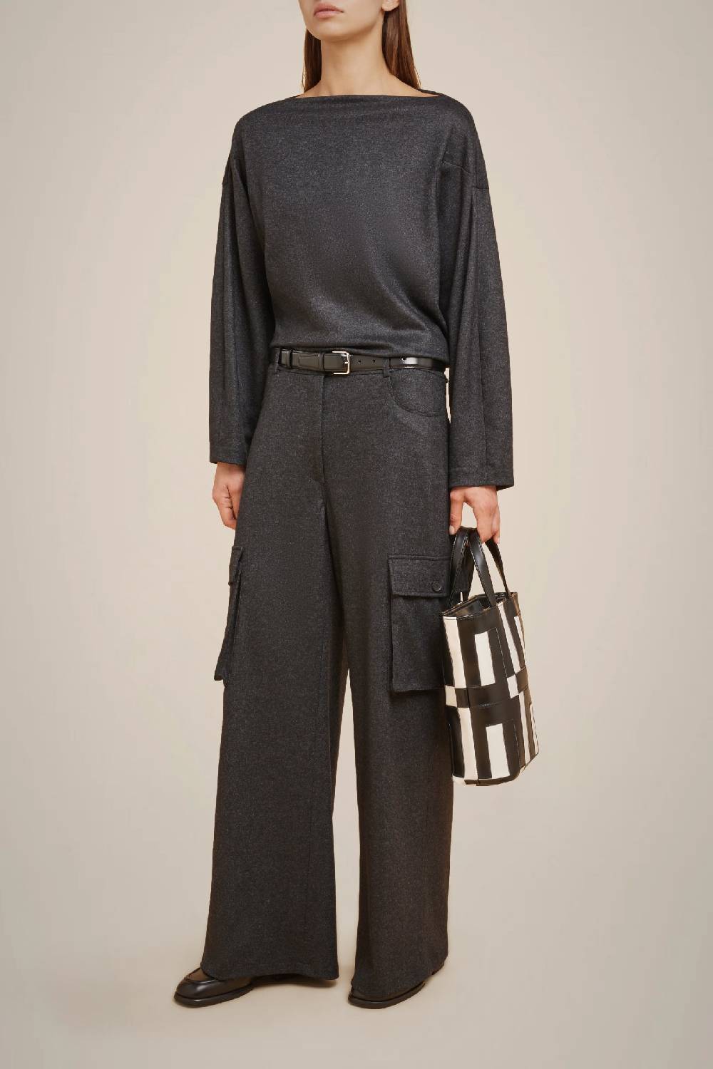 Liviana Conti PANTALONE CARGO IN PANNO CASHMERE W4FF4WN36Y49-0.38