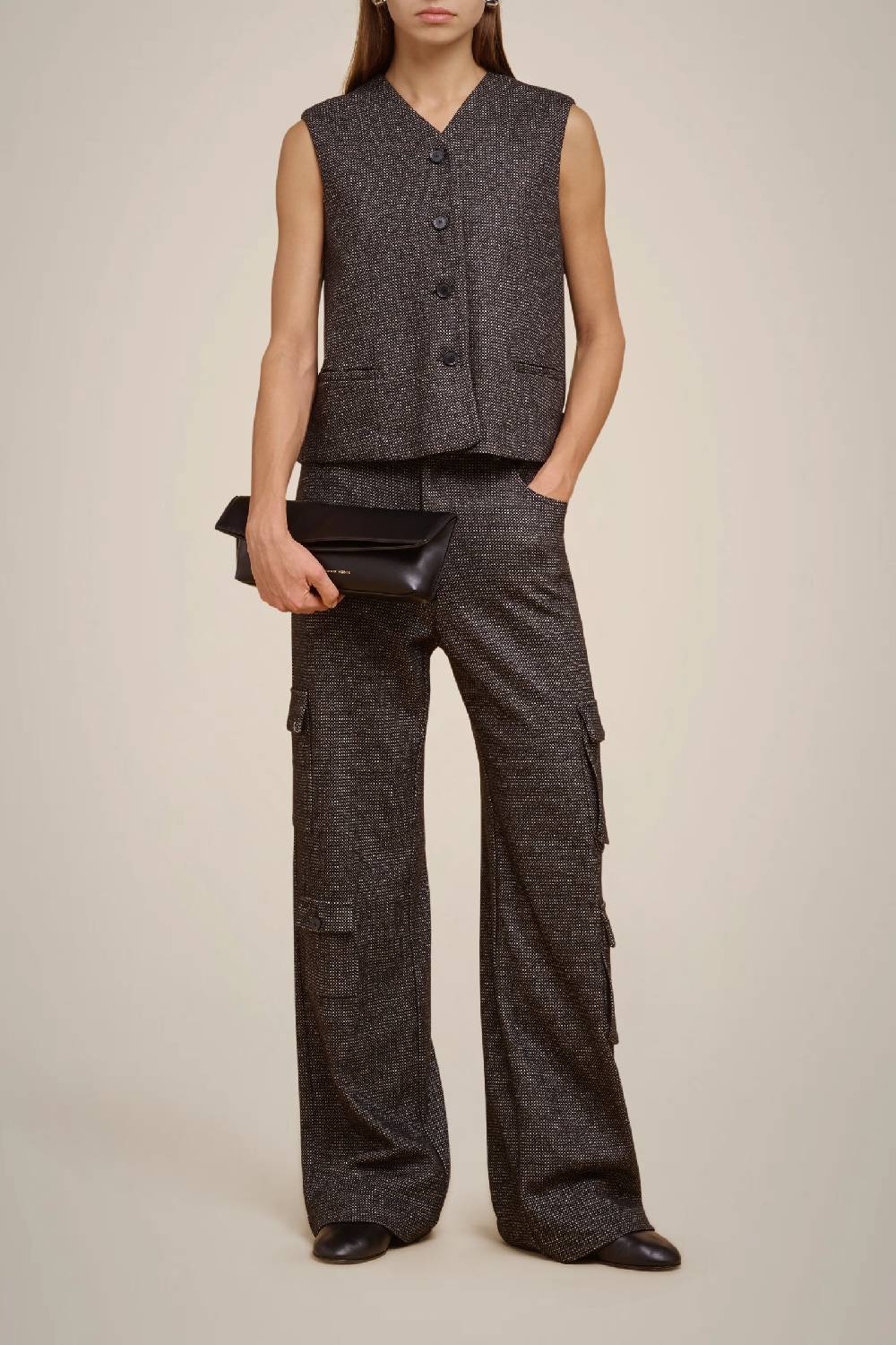 Liviana Conti PANTALONE CARGO PANNO CASHMERE W4FF4WL38SAL-3.42