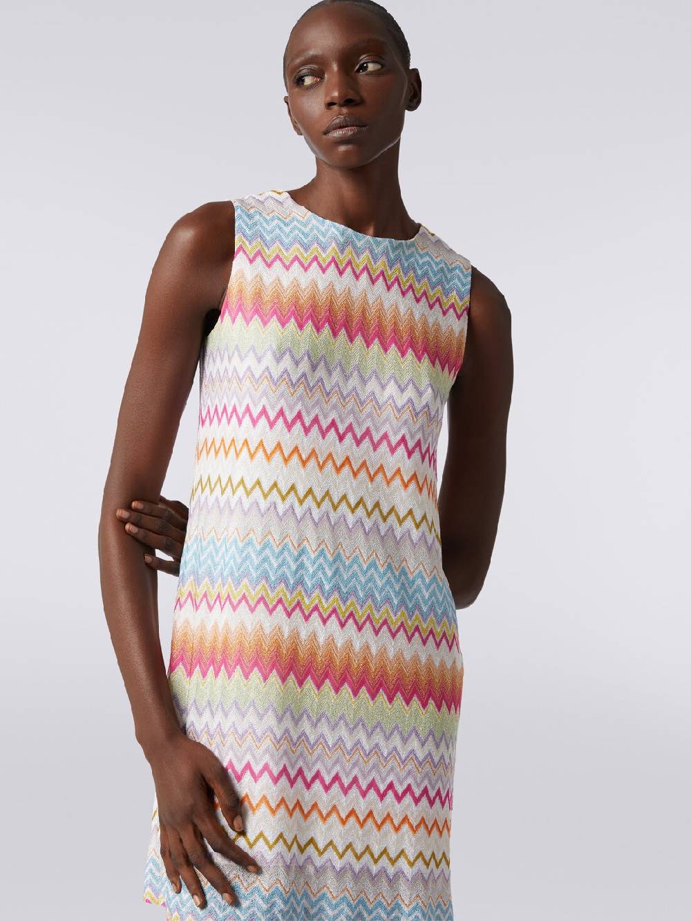 M Missoni Abito A Sacchetto In Viscosa Zig Zag Con Lurex