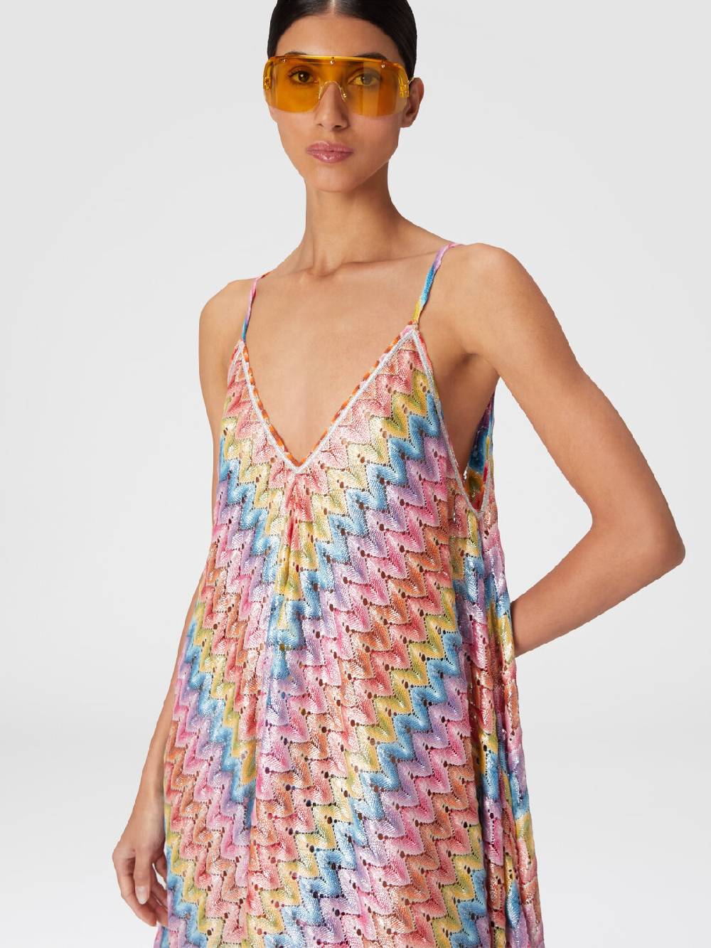 M Missoni Abito Copricostume A Foulard In Pizzo Spalmato