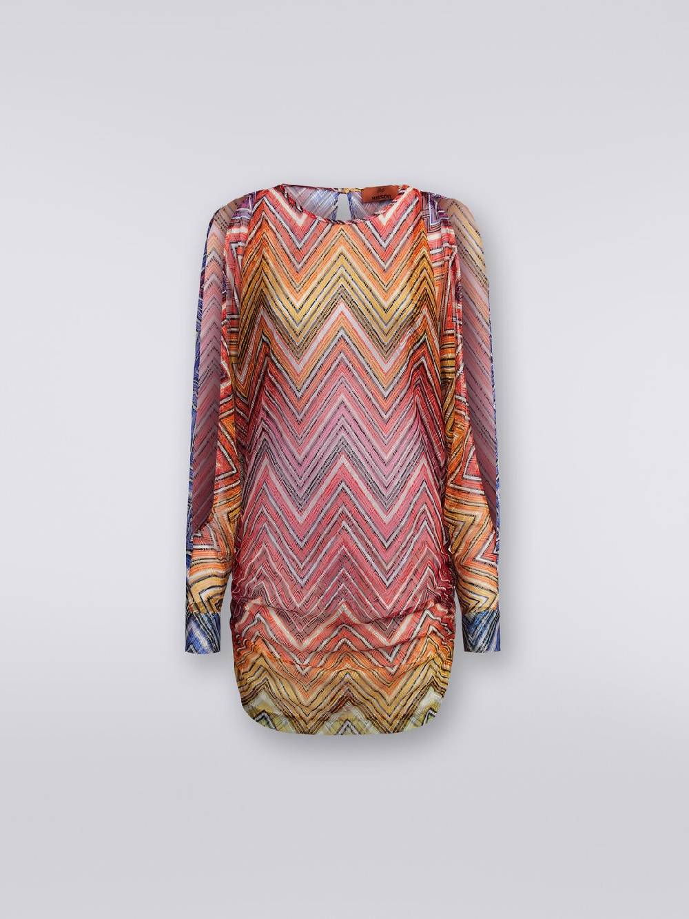 M Missoni Abito Copricostume Corto In Tessuto Stampa Zig Zag