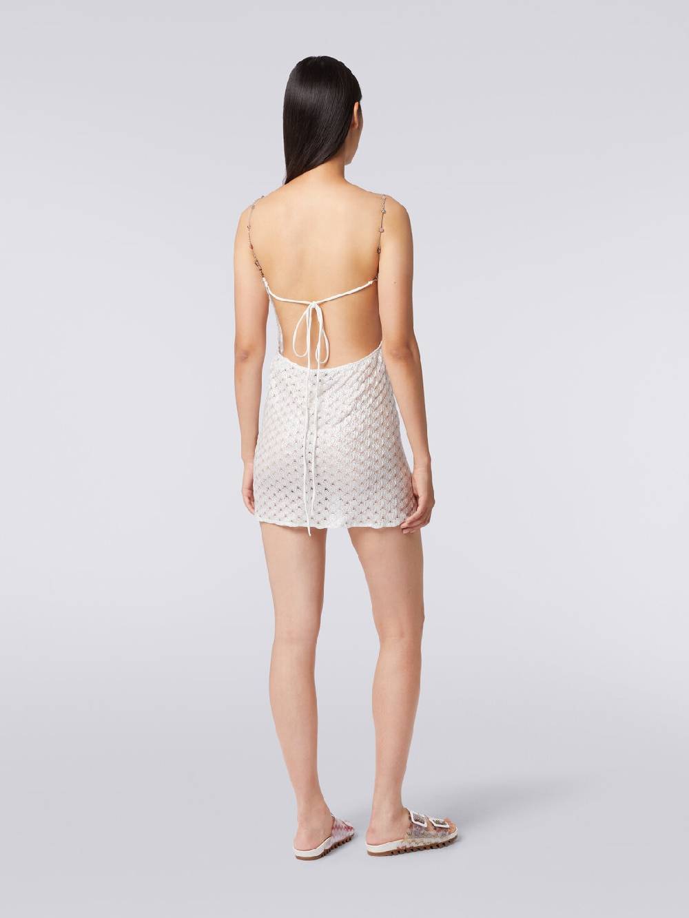 M Missoni Abito Copricostume Effetto Pizzo Con Spalline In Catena E Pietre