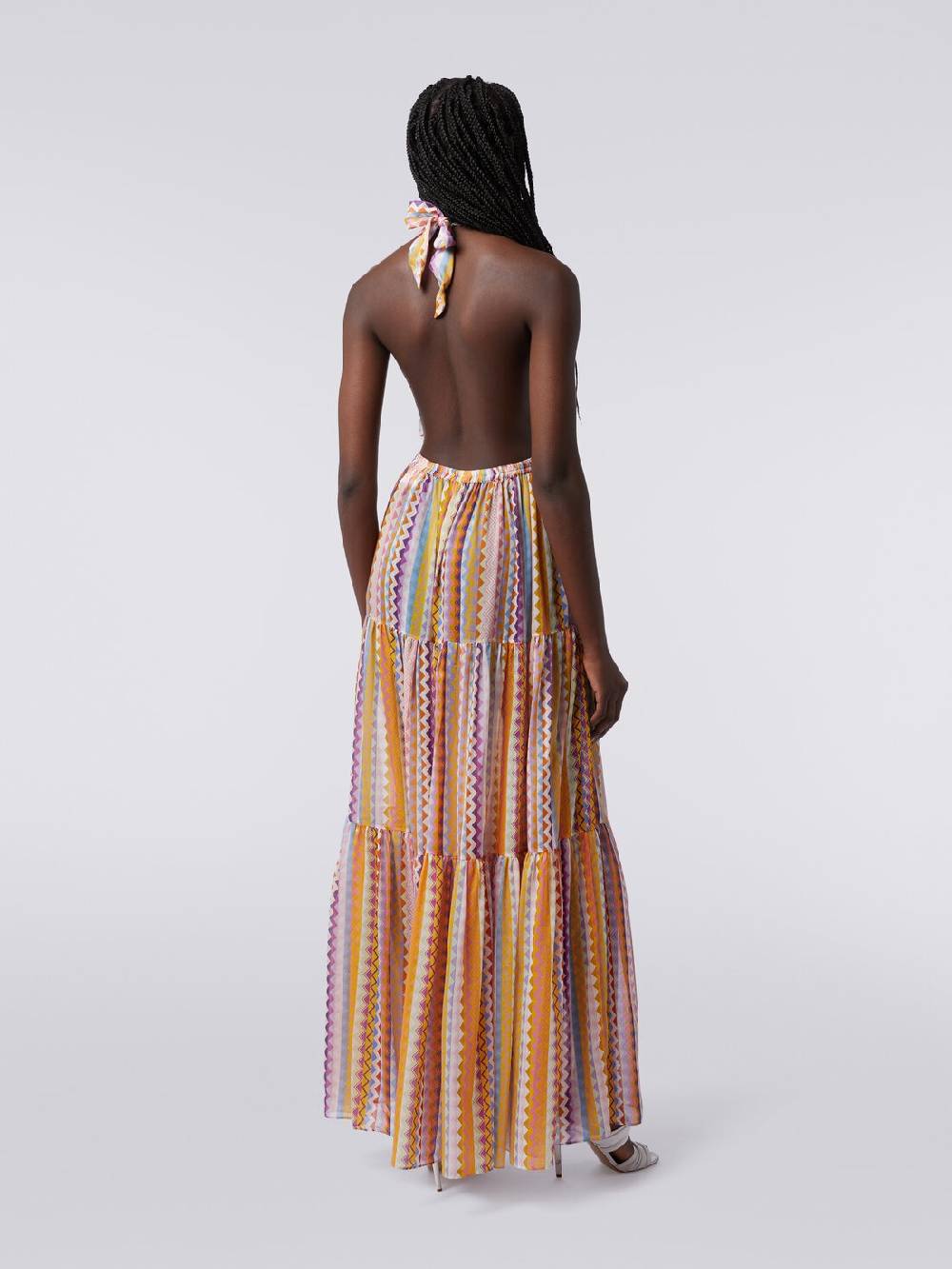 M Missoni Abito Copricostume Lungo In Cotone E Seta Stampato