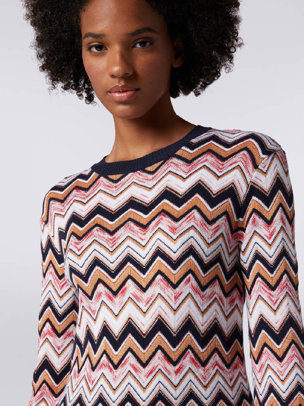 M Missoni Abito Girocollo A Maniche Lunghe In Maglia Zig Zag