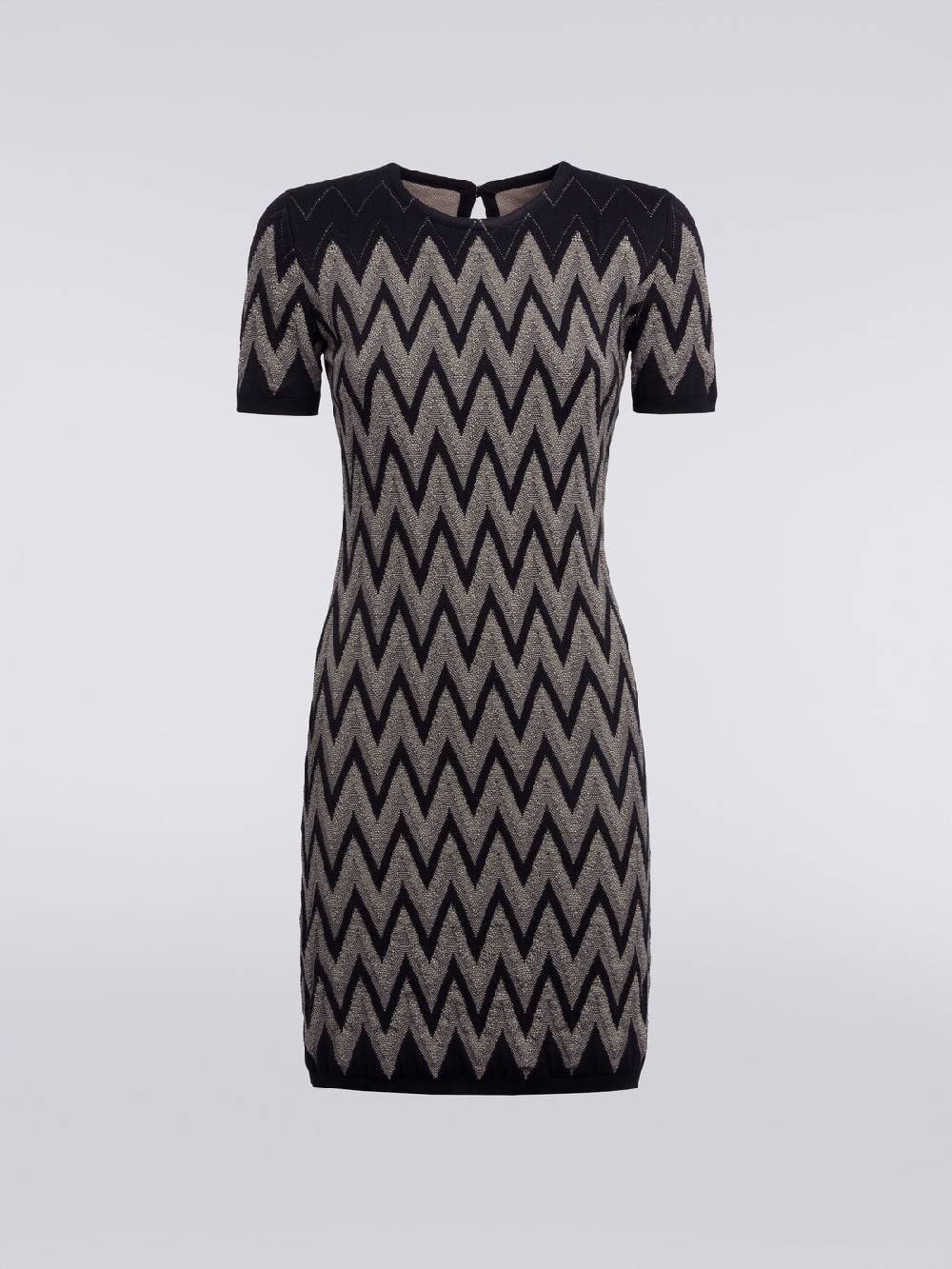 M Missoni Abito Girocollo In Cotone Chevron Con Lurex