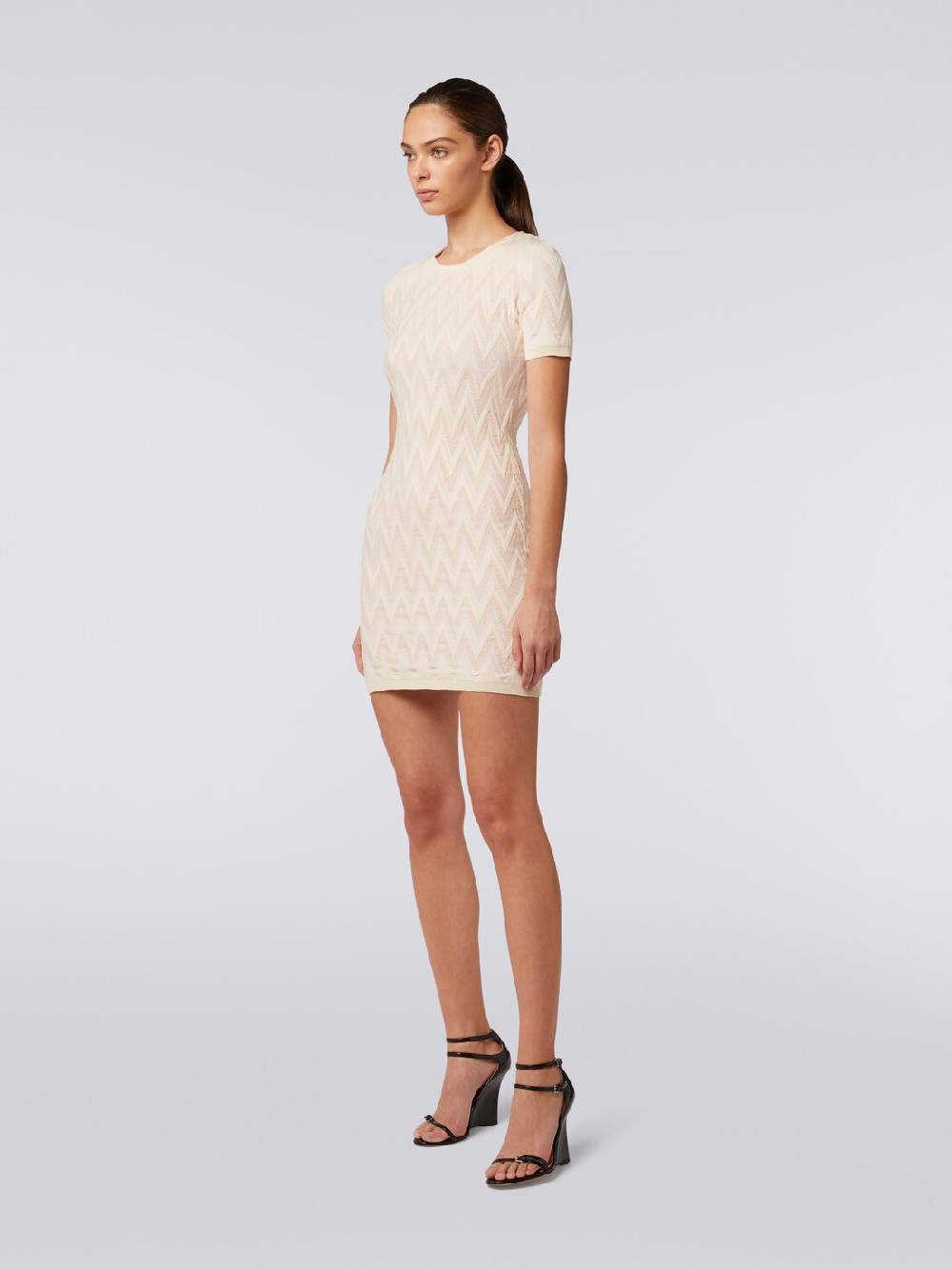 M Missoni Abito Girocollo In Cotone Chevron Con Lurex