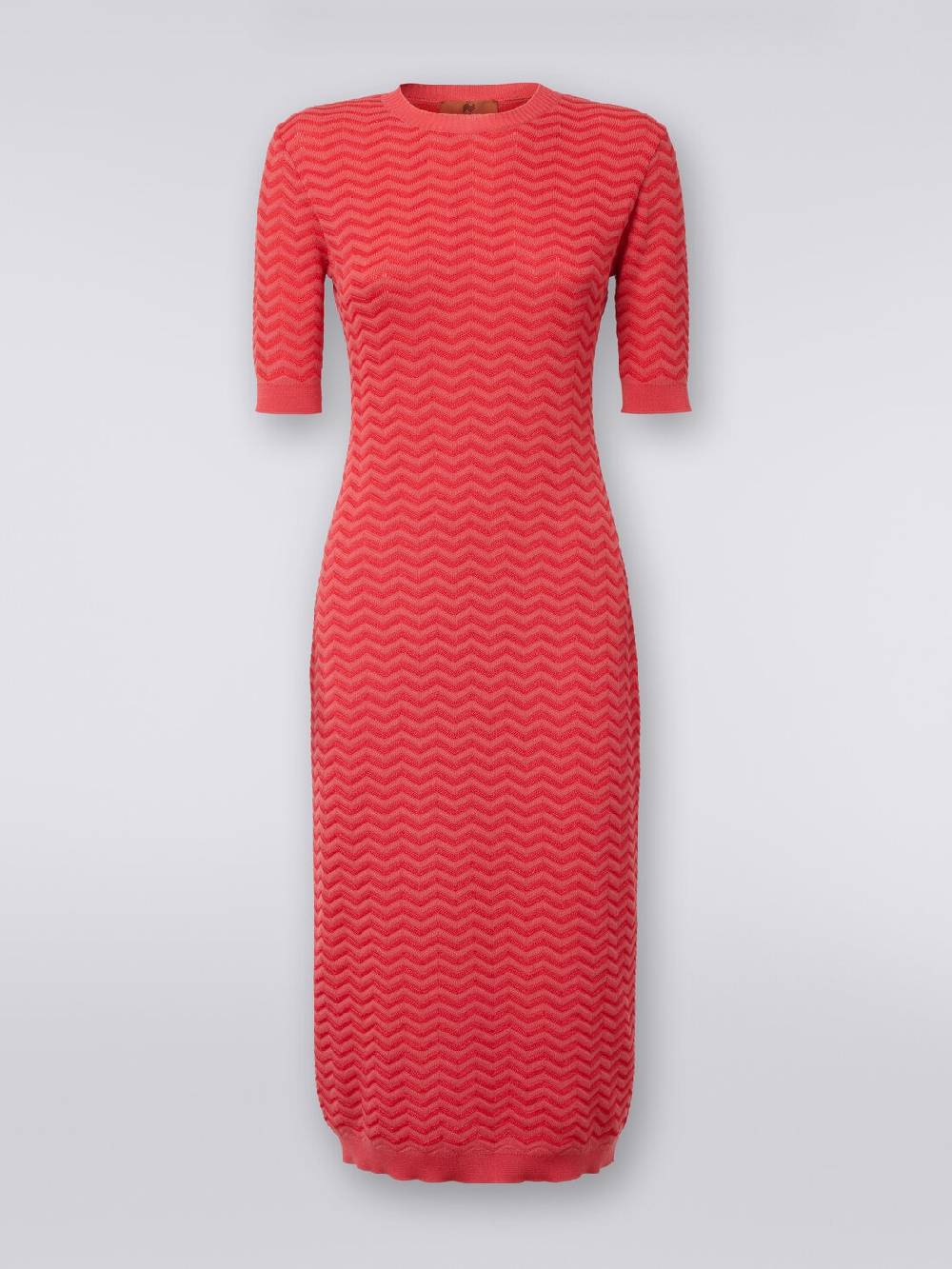 M Missoni Abito Longuette Girocollo In Maglia Chevron