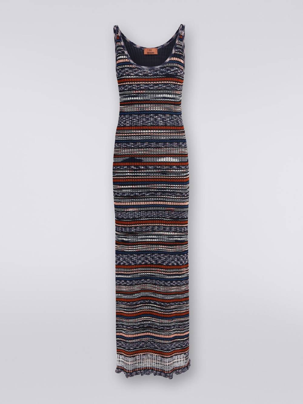 M Missoni Abito Lungo A Costine In Viscosa Fiammata