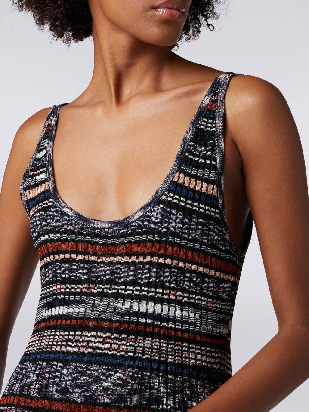 M Missoni Abito Lungo A Costine In Viscosa Fiammata