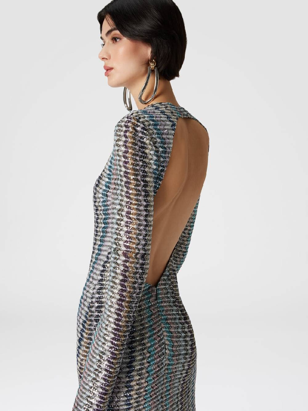 M Missoni Abito Lungo Con Paillettes E Dettaglio Cut Out
