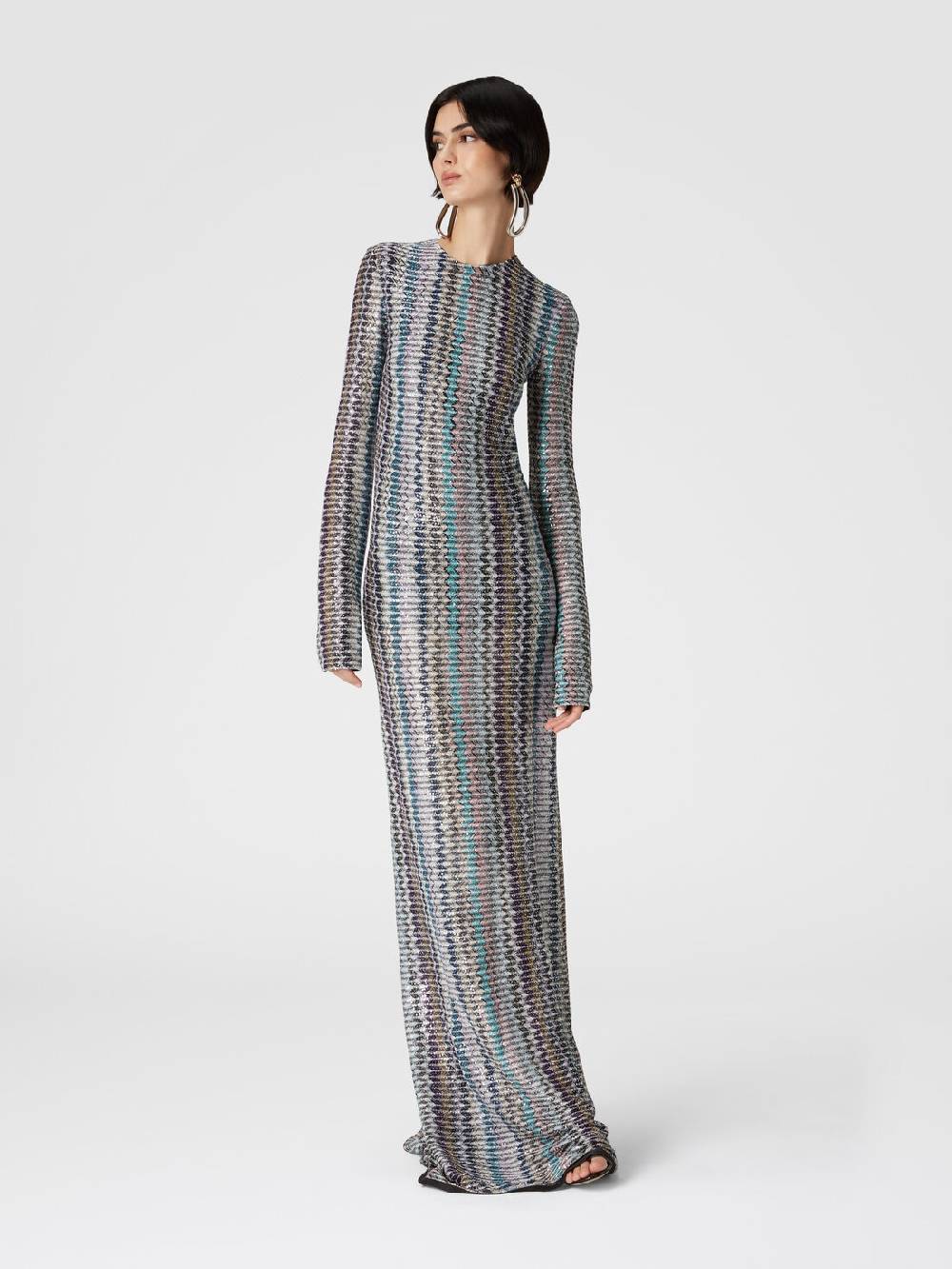 M Missoni Abito lungo con paillettes e dettaglio cut out