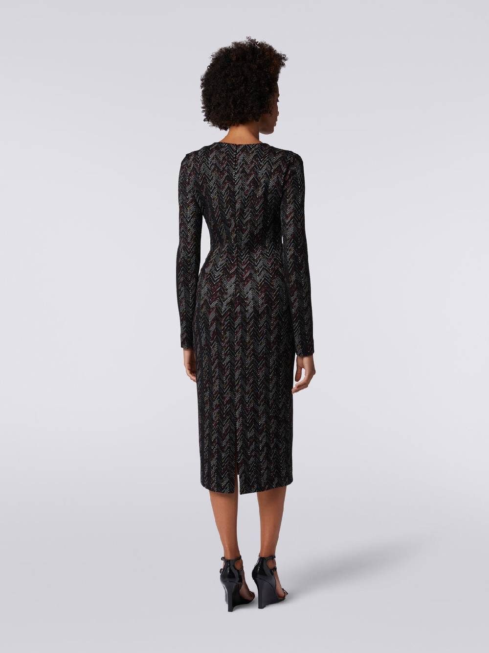 M Missoni Abito Lungo Con Scollatura A V In Lana E Viscosa Zig Zag