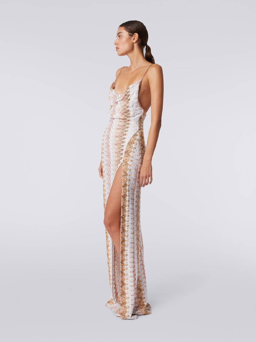 M Missoni Abito Lungo Effetto Pizzo Con Scollatura Drappeggiata E Spacco