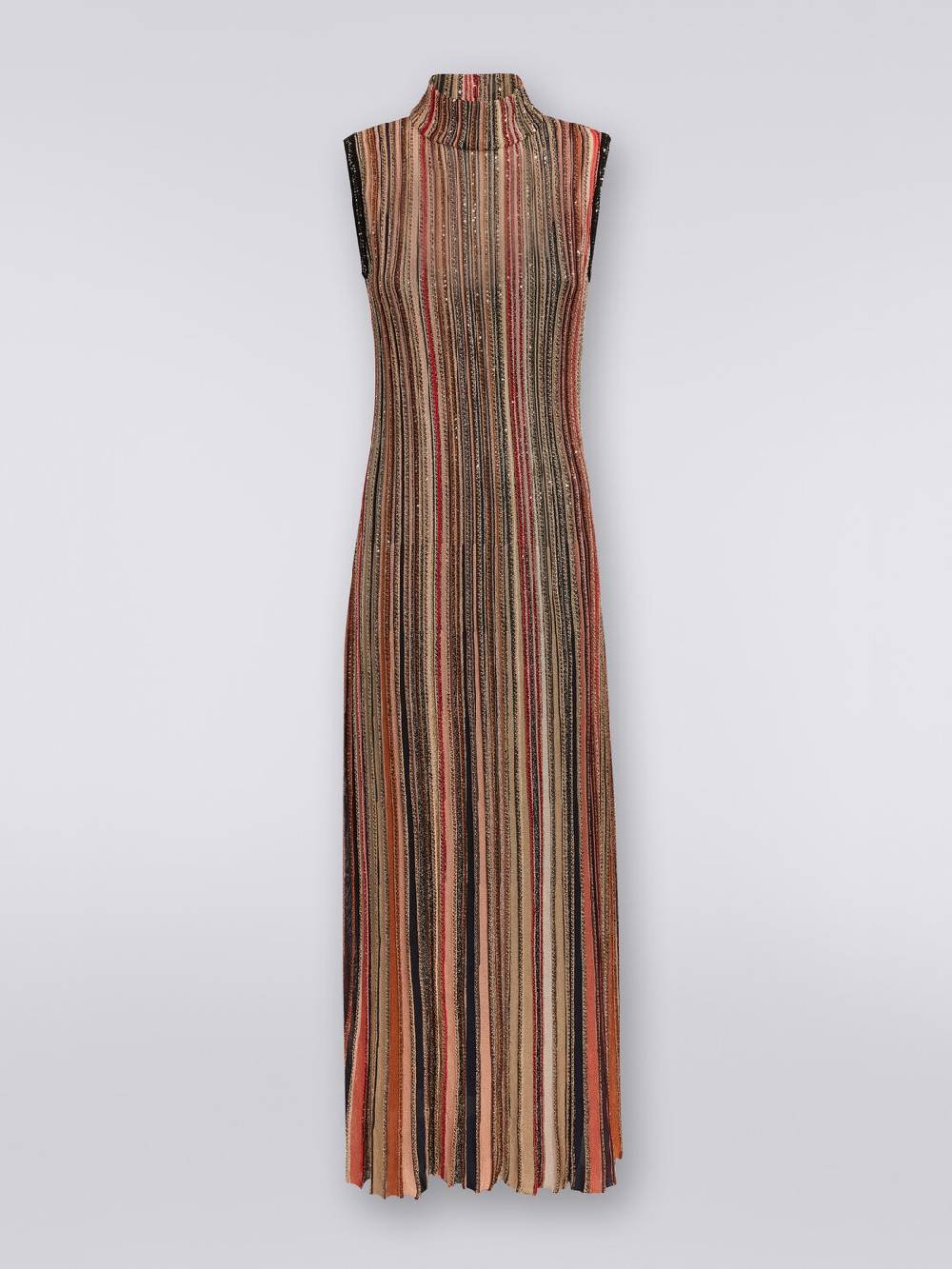 M Missoni Abito Lungo In Maglia A Righe Verticali Con Paillettes