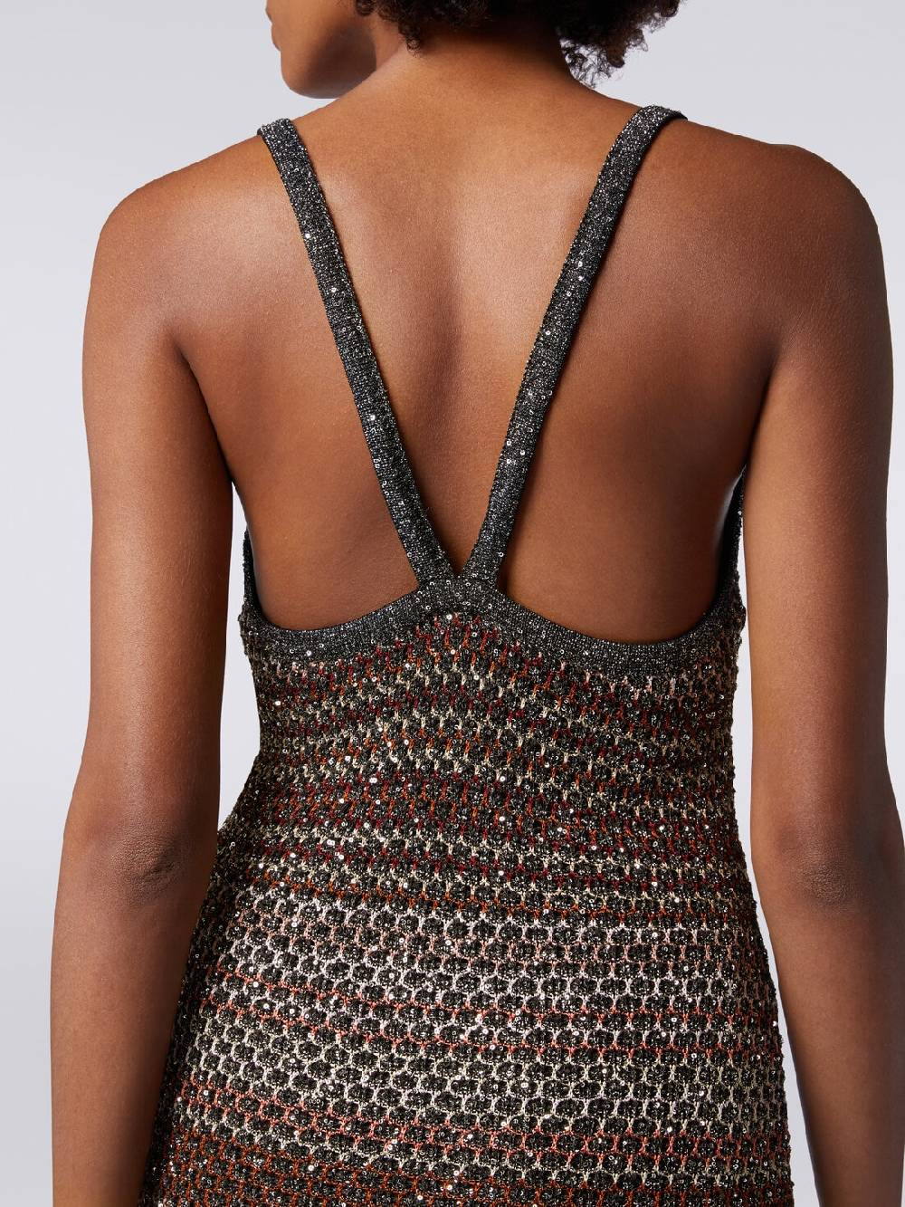 M Missoni Abito Lungo In Maglia Zig Zag Con Trama Effetto Uncinetto