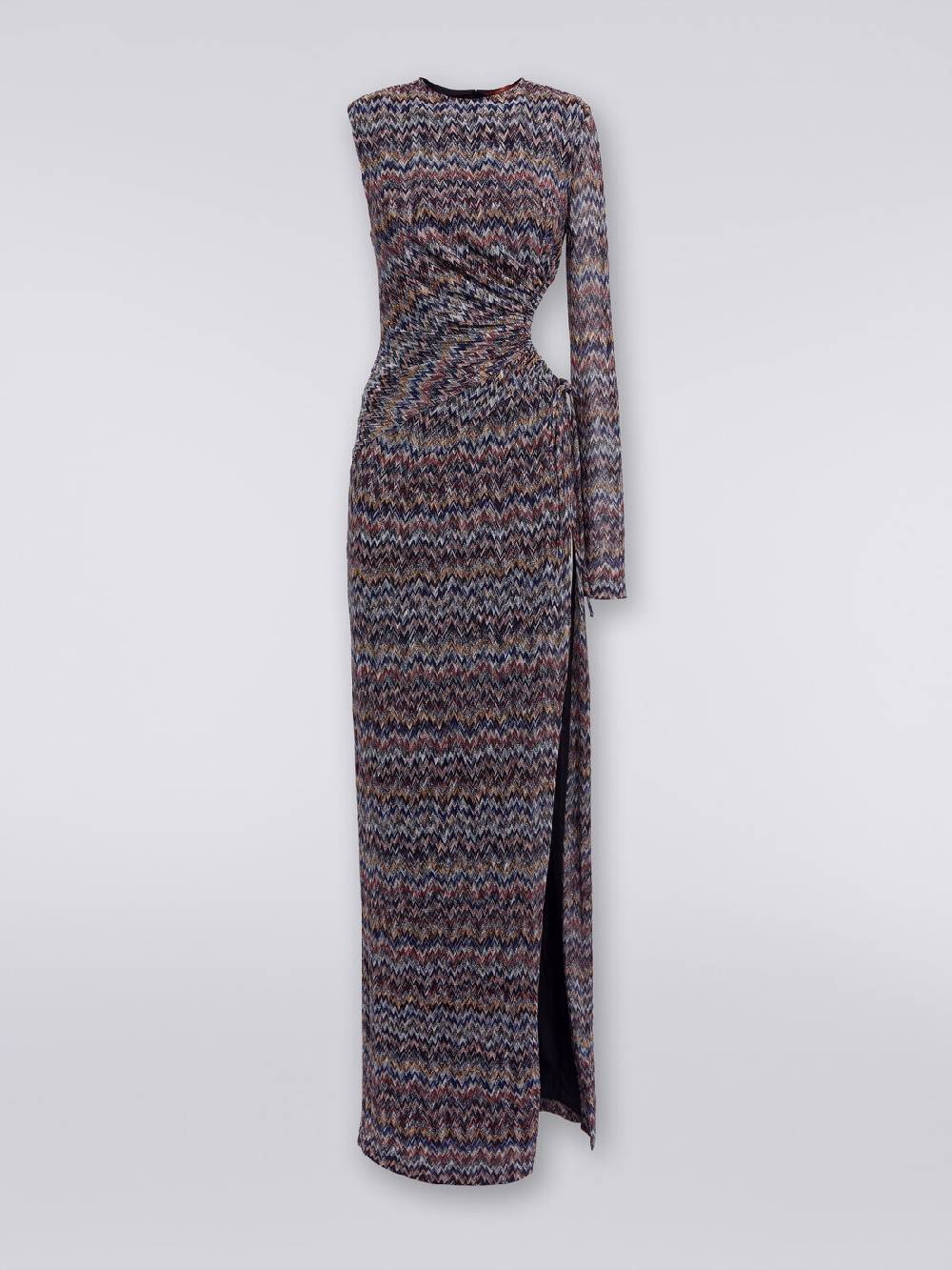 M Missoni Abito Lungo Monospalla Con Dettaglio Cut-out E Spacco