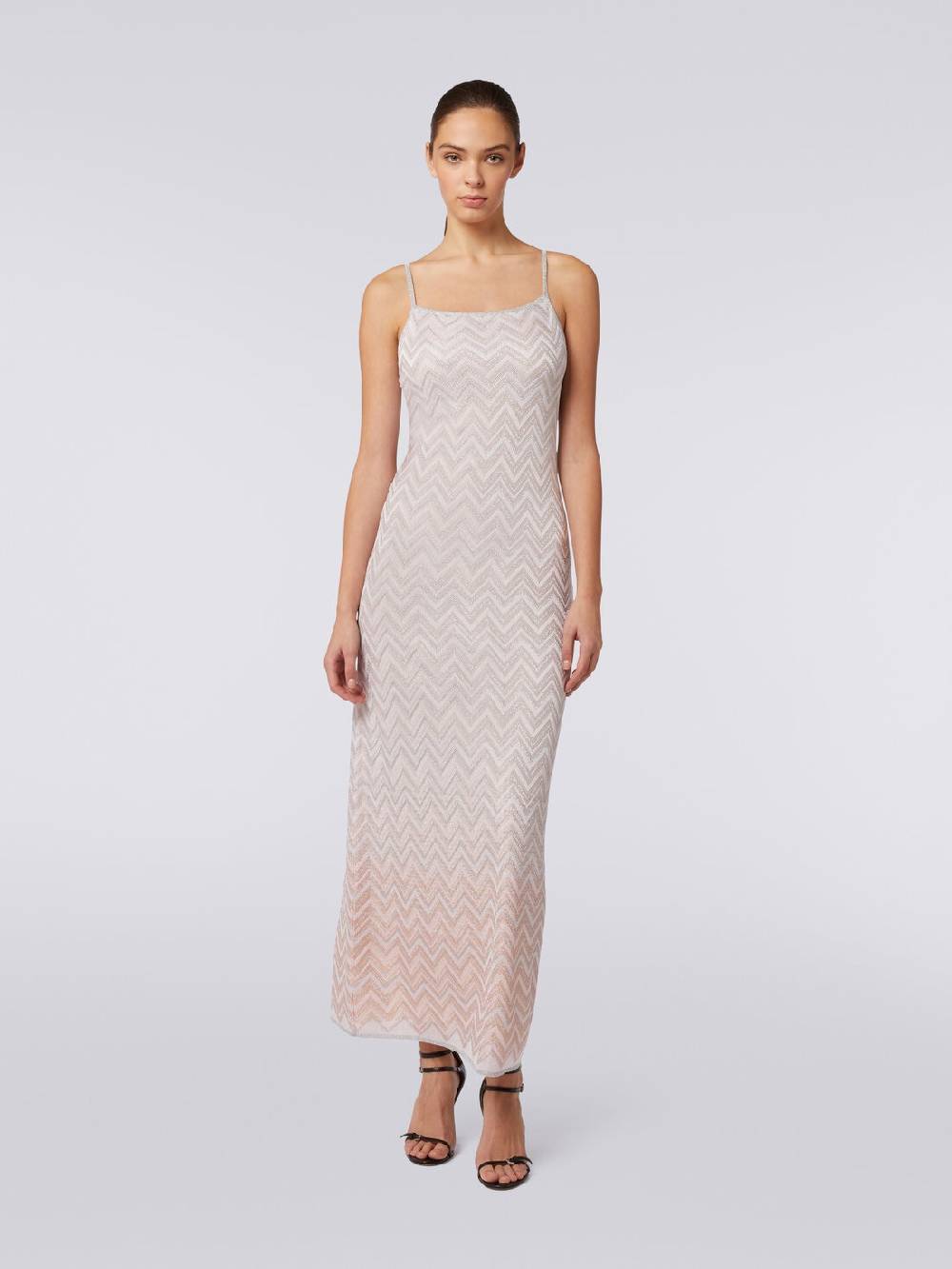 M Missoni Abito lungo senza maniche in viscosa lamé zig zag