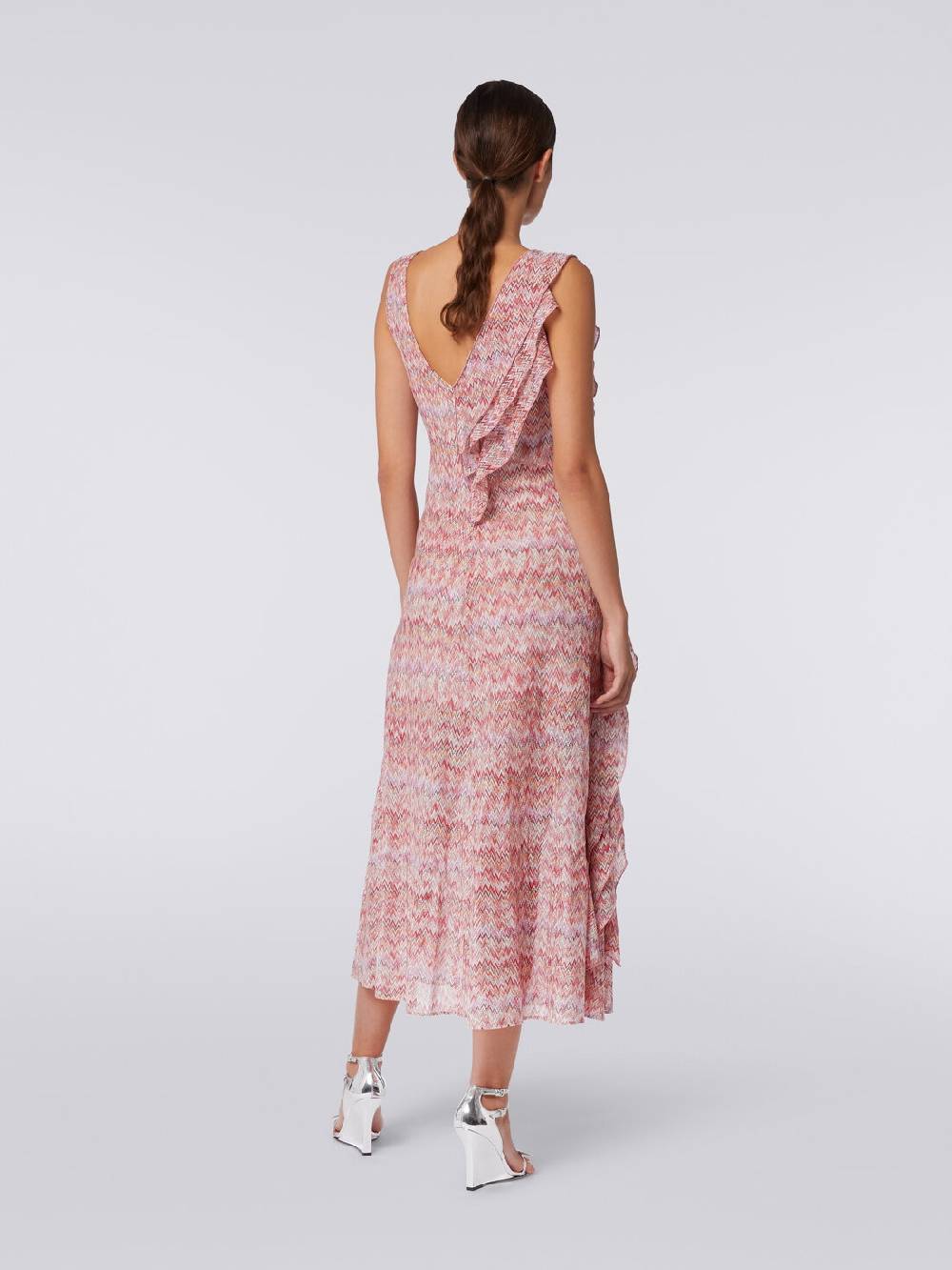 M Missoni Abito Midi Motivo Snake Con Balze E Lurex