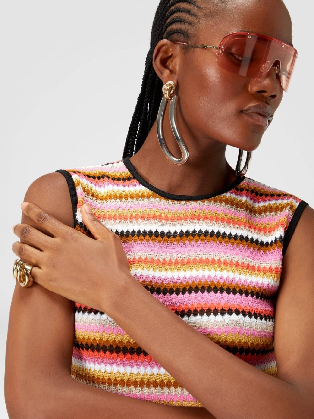 M Missoni Abito Midi Senza Maniche In Lana E Viscosa A Righe