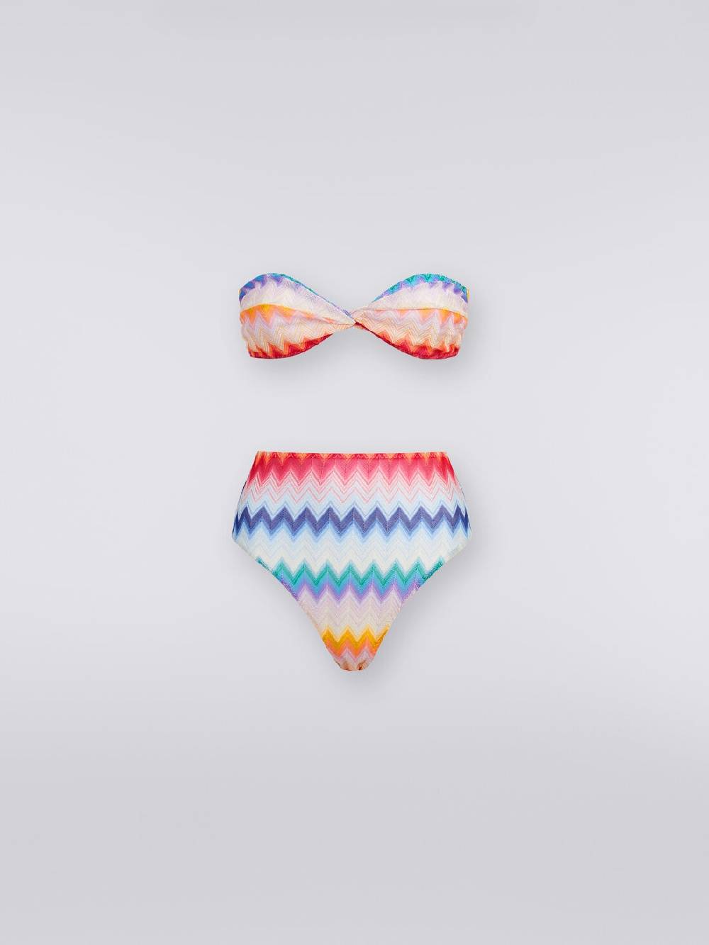 M Missoni Bikini Con Slip A Vita Alta In Tessuto Stampa Zig Zag