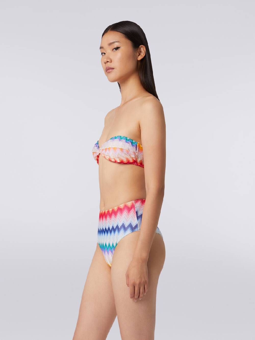 M Missoni Bikini Con Slip A Vita Alta In Tessuto Stampa Zig Zag