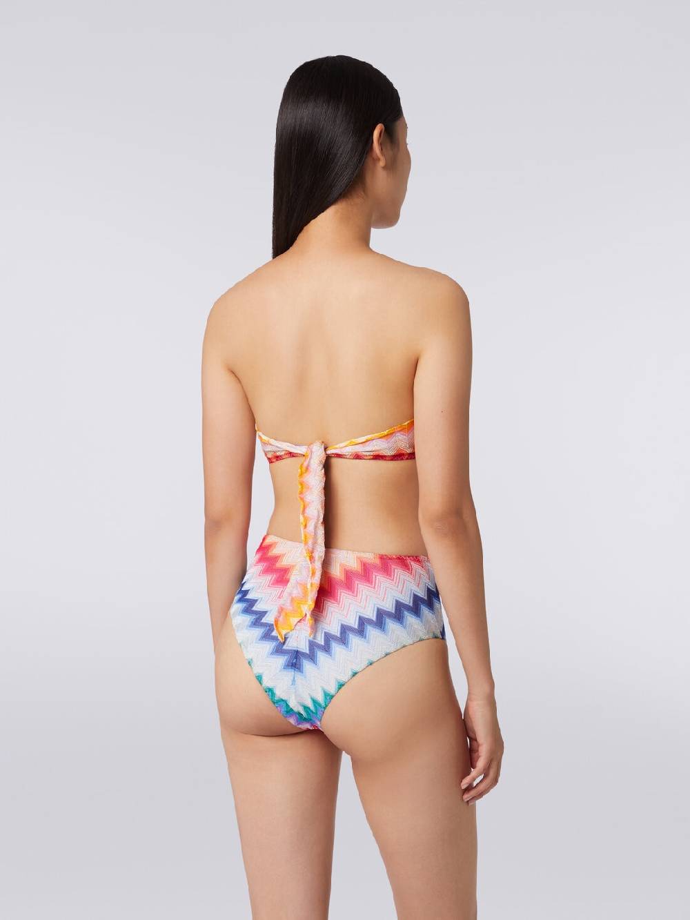 M Missoni Bikini Con Slip A Vita Alta In Tessuto Stampa Zig Zag