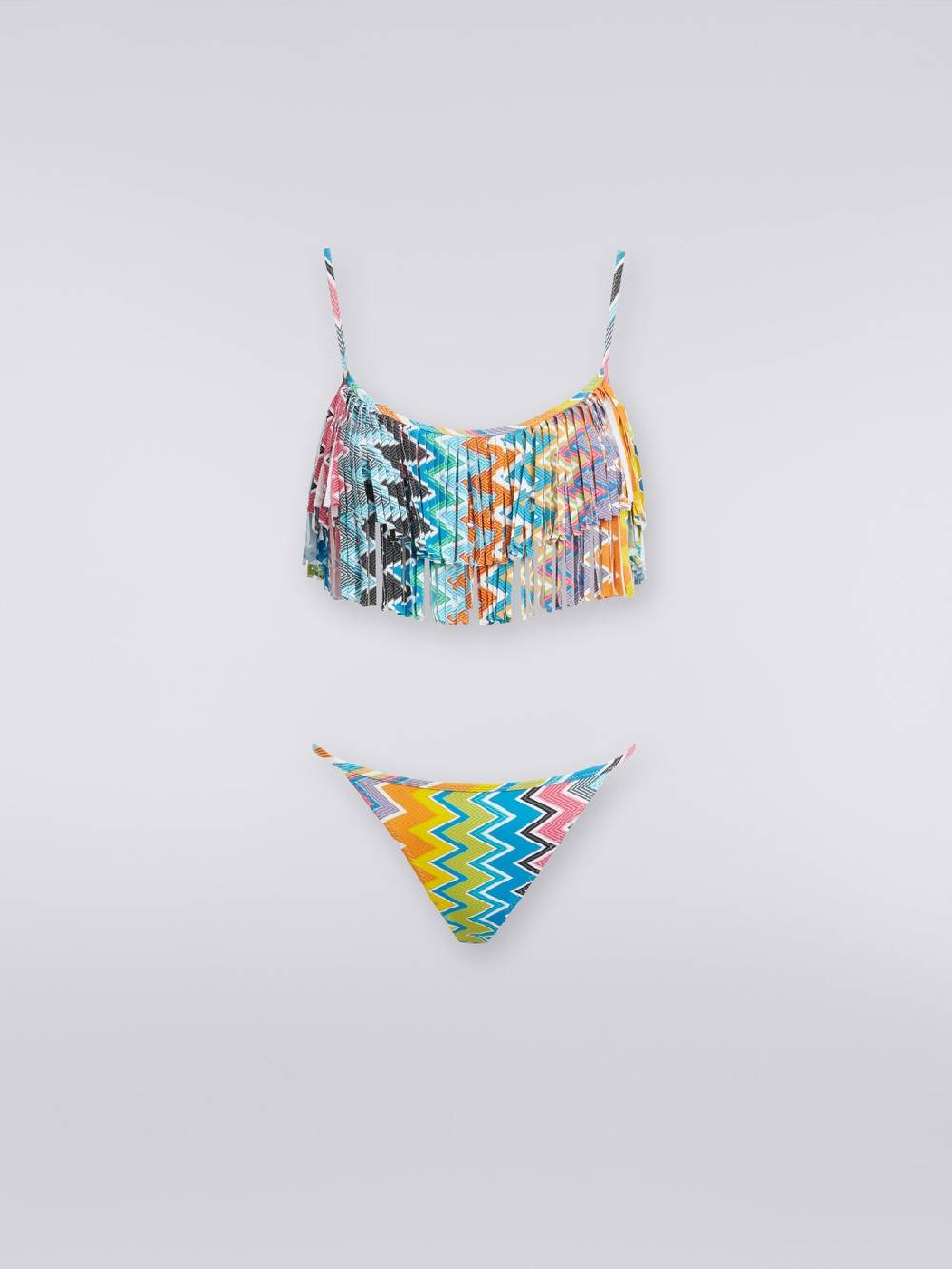M Missoni Bikini In Tessuto Stretch Stampato Con Top Frange