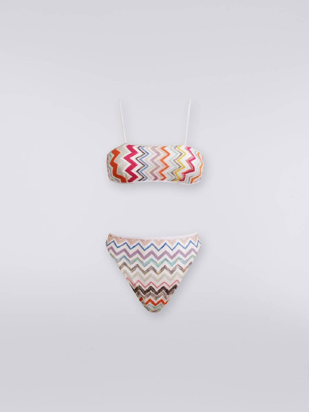 M Missoni Bikini In Viscosa Zig Zag Con Lurex E Slip A Vita Alta