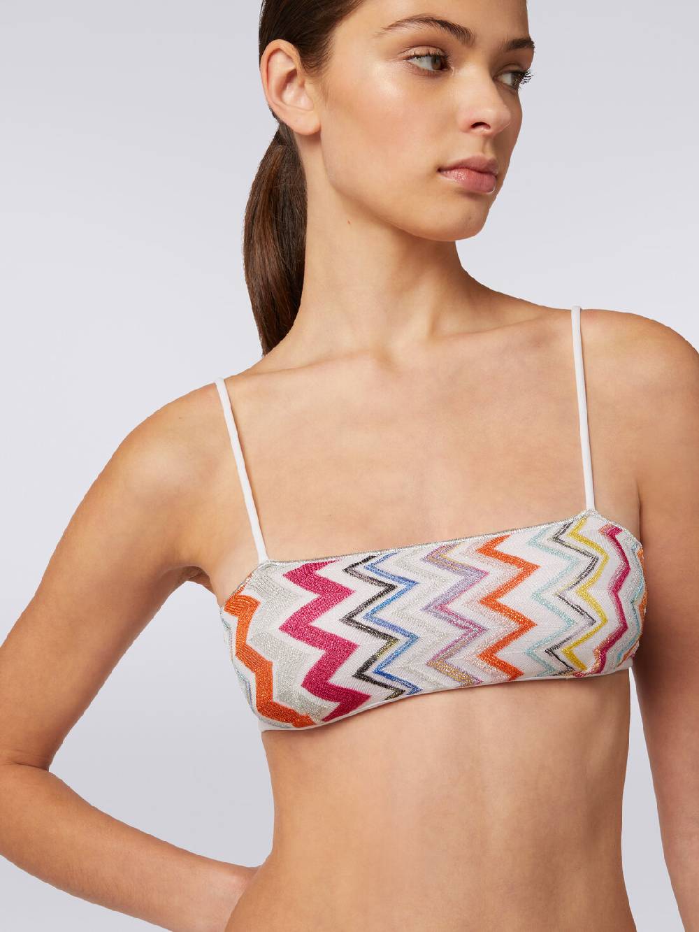 M Missoni Bikini In Viscosa Zig Zag Con Lurex E Slip A Vita Alta