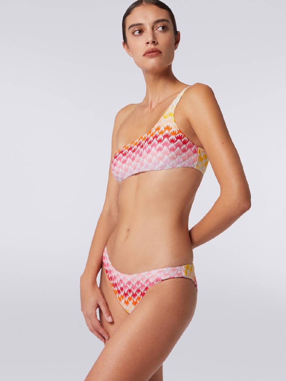 M Missoni Bikini Monospalla Effetto Pizzo Dégradé Con Lurex