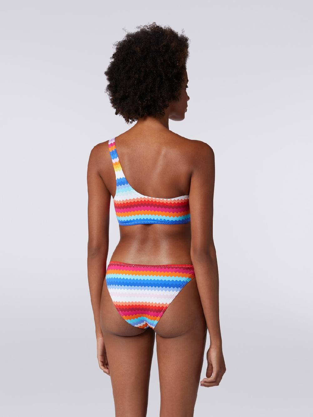 M Missoni Bikini Monospalla In Nylon Stretch Stampa Zig Zag