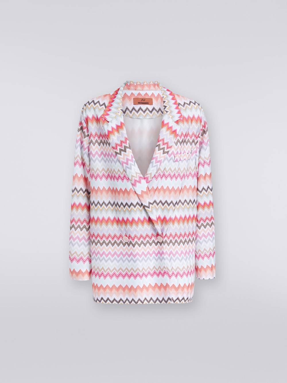 M Missoni Blazer Doppiopetto In Cotone E Viscosa Stampa Zig Zag