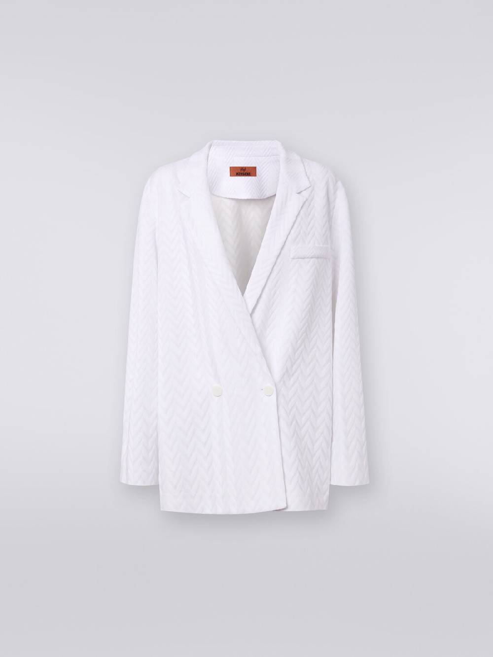 M Missoni Blazer Doppiopetto In Cotone E Viscosa Zig Zag Tonale