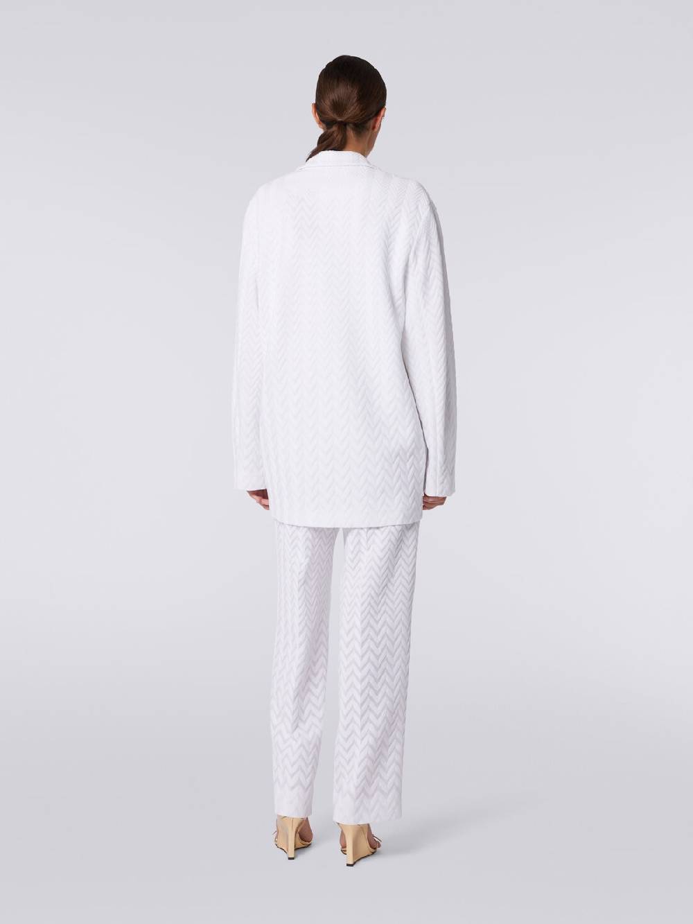 M Missoni Blazer Doppiopetto In Cotone E Viscosa Zig Zag Tonale