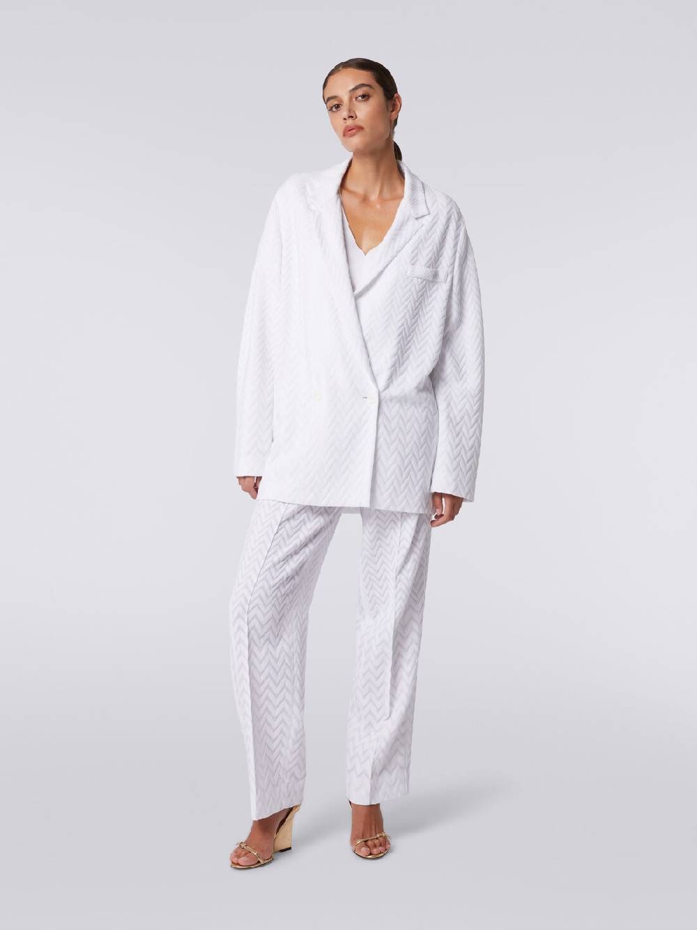 M Missoni Blazer doppiopetto in cotone e viscosa zig zag tonale