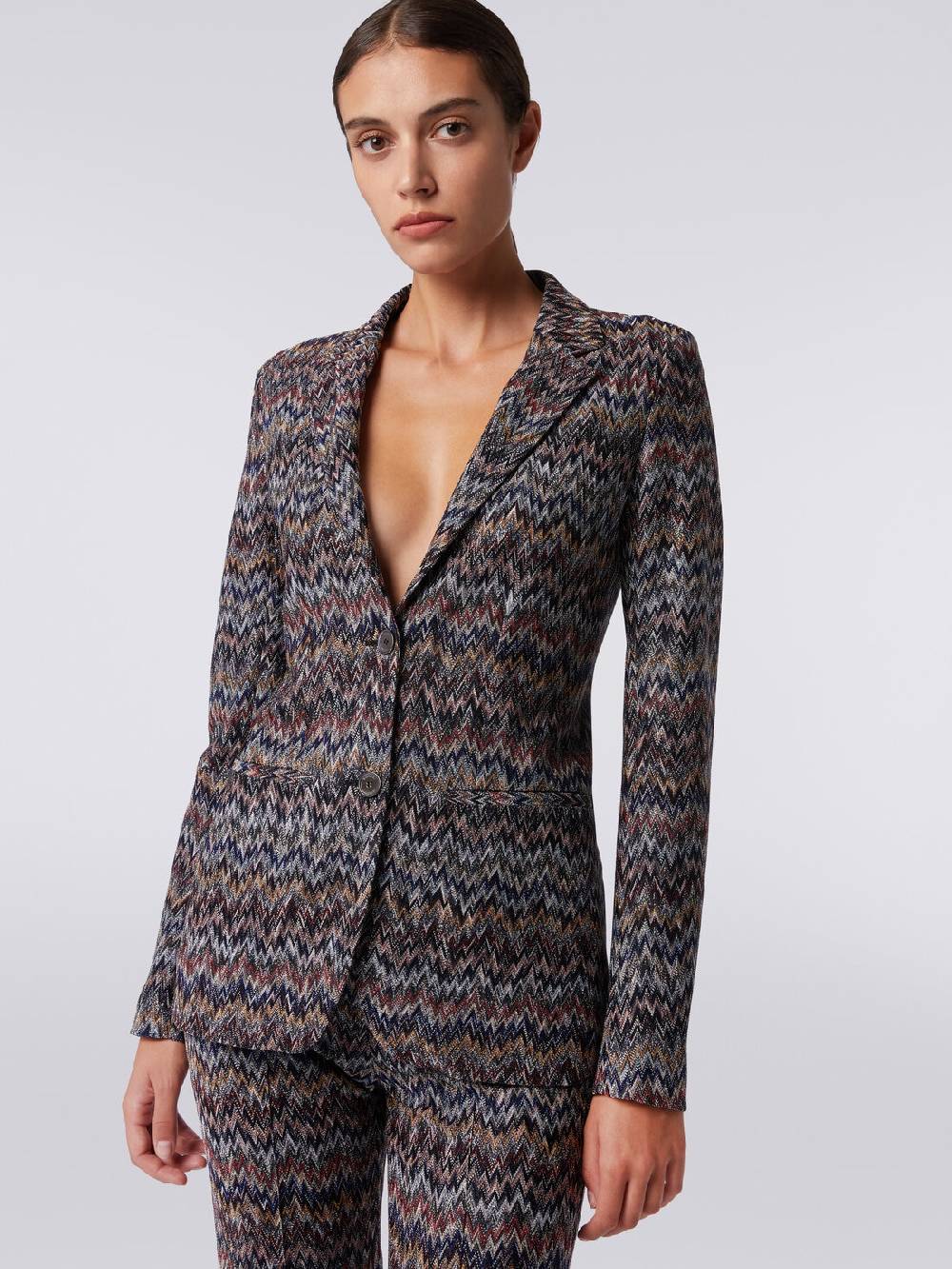 M Missoni Blazer In Misto Viscosa Zig Zag Con Lurex