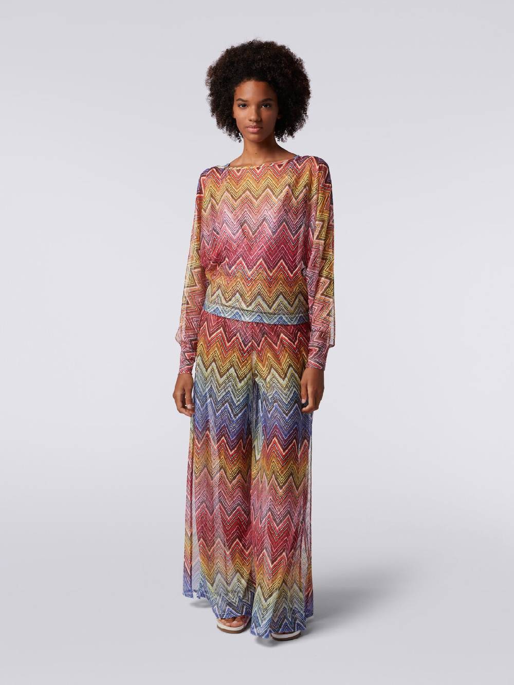 M Missoni Blusa a maniche lunghe in tessuto stampa zig zag