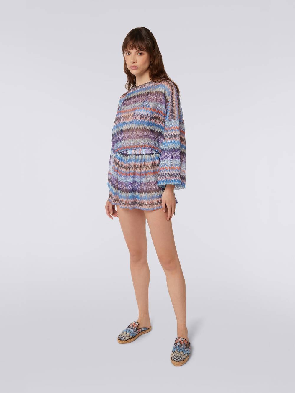 M Missoni Blusa Copricostume In Tulle Di Viscosa Chevron