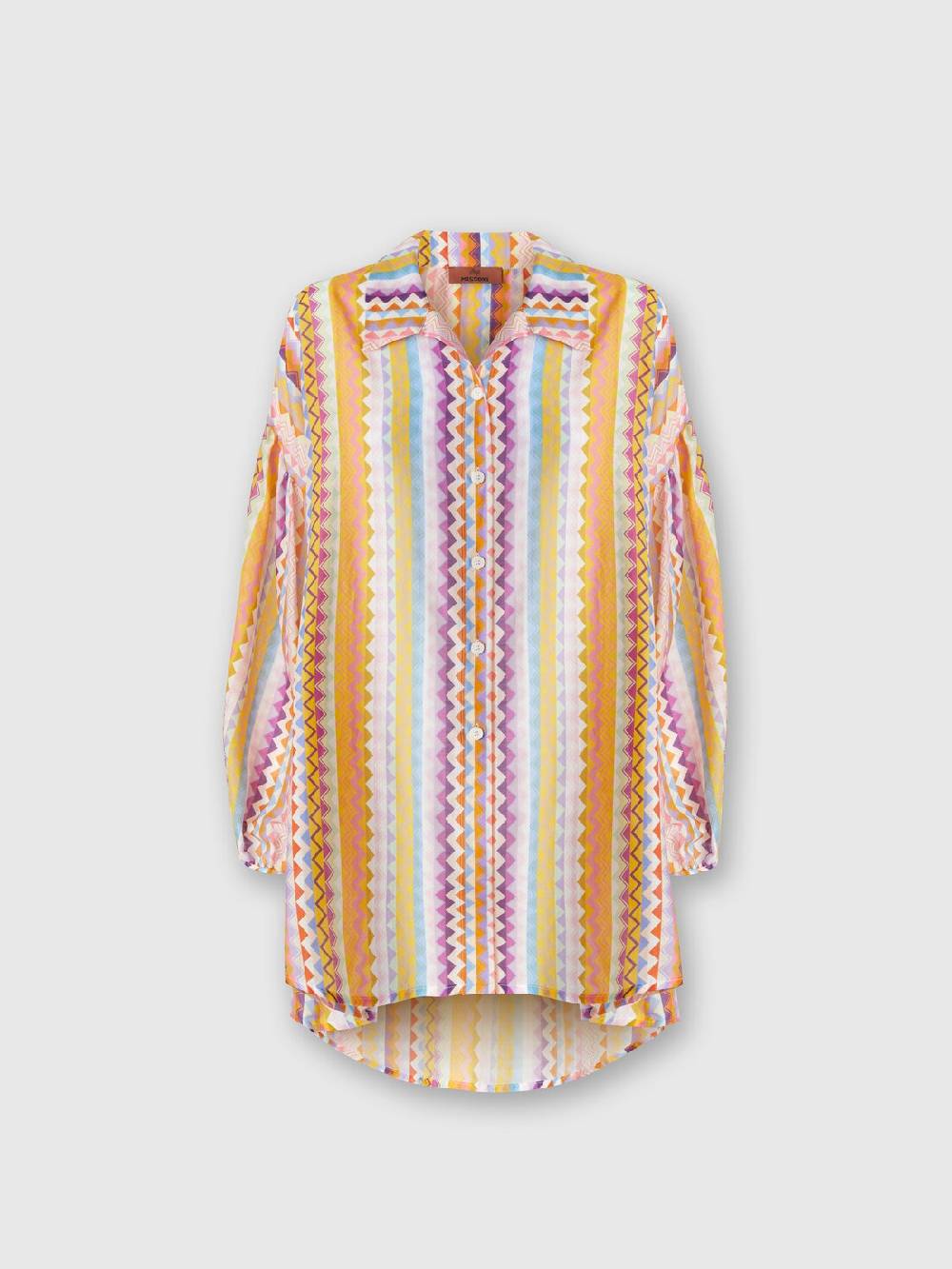 M Missoni Blusa Oversize In Seta E Cotone Stampa Zig Zag
