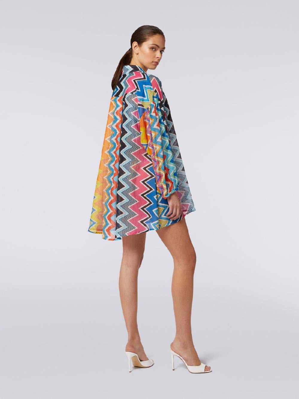 M Missoni Blusa Oversize In Seta E Cotone Stampa Zig Zag