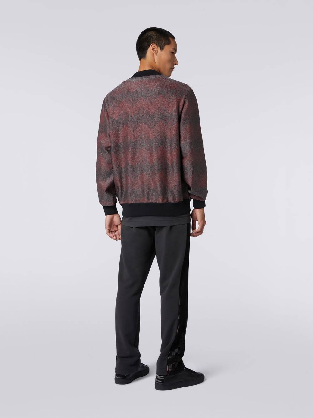 M Missoni Bomber In Misto Cotone Zig Zag In Collaborazione Con Mike Maignan