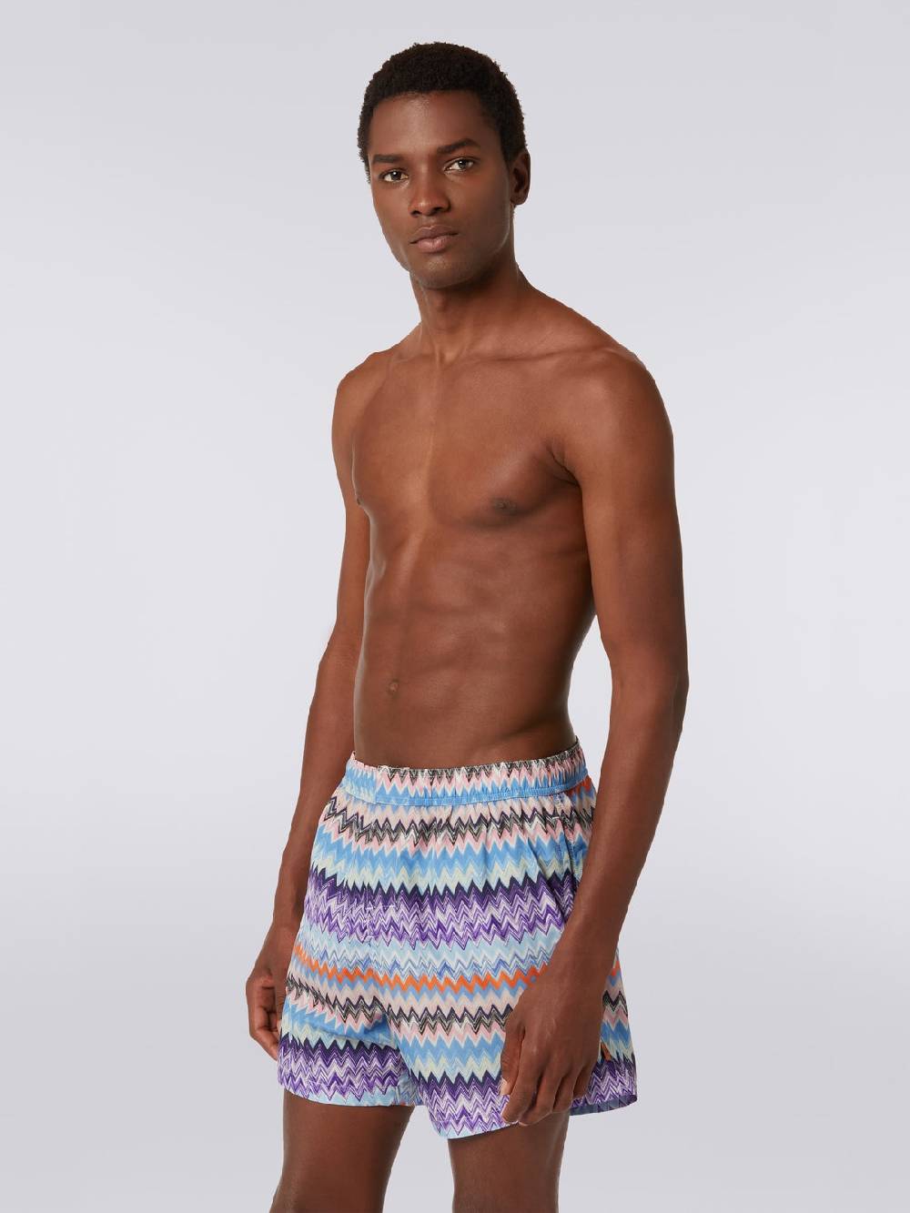M Missoni Boxer Mare In Tessuto Tecnico Stampa Chevron