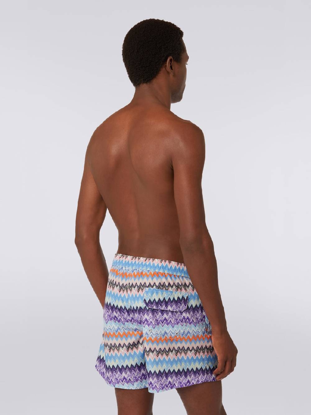 M Missoni Boxer Mare In Tessuto Tecnico Stampa Chevron