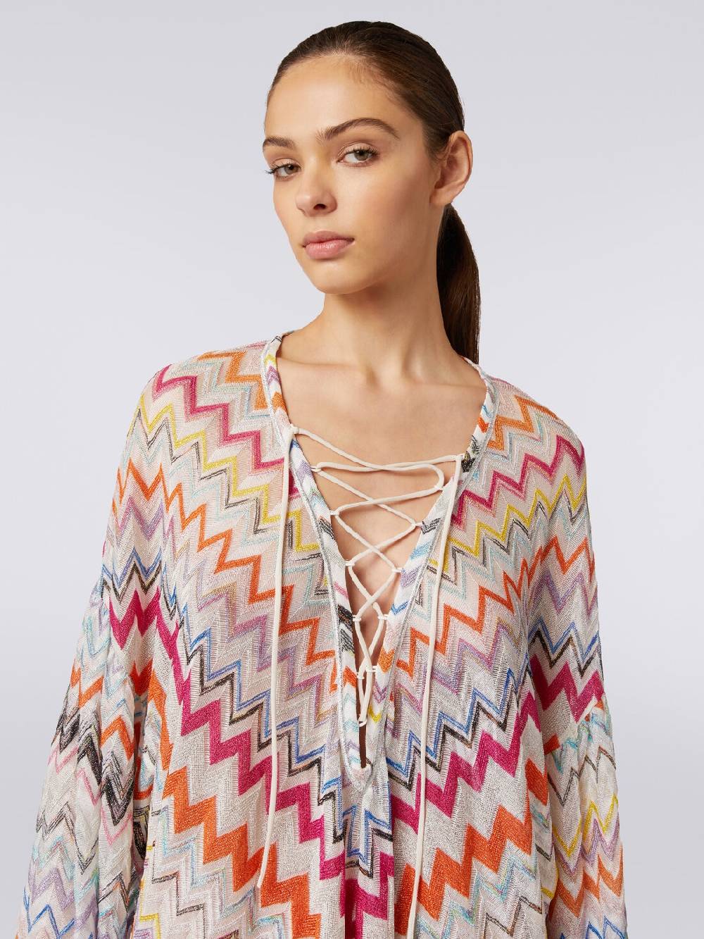 M Missoni Caftano Copricostume Corto Con Motivo Zig Zag E Lurex