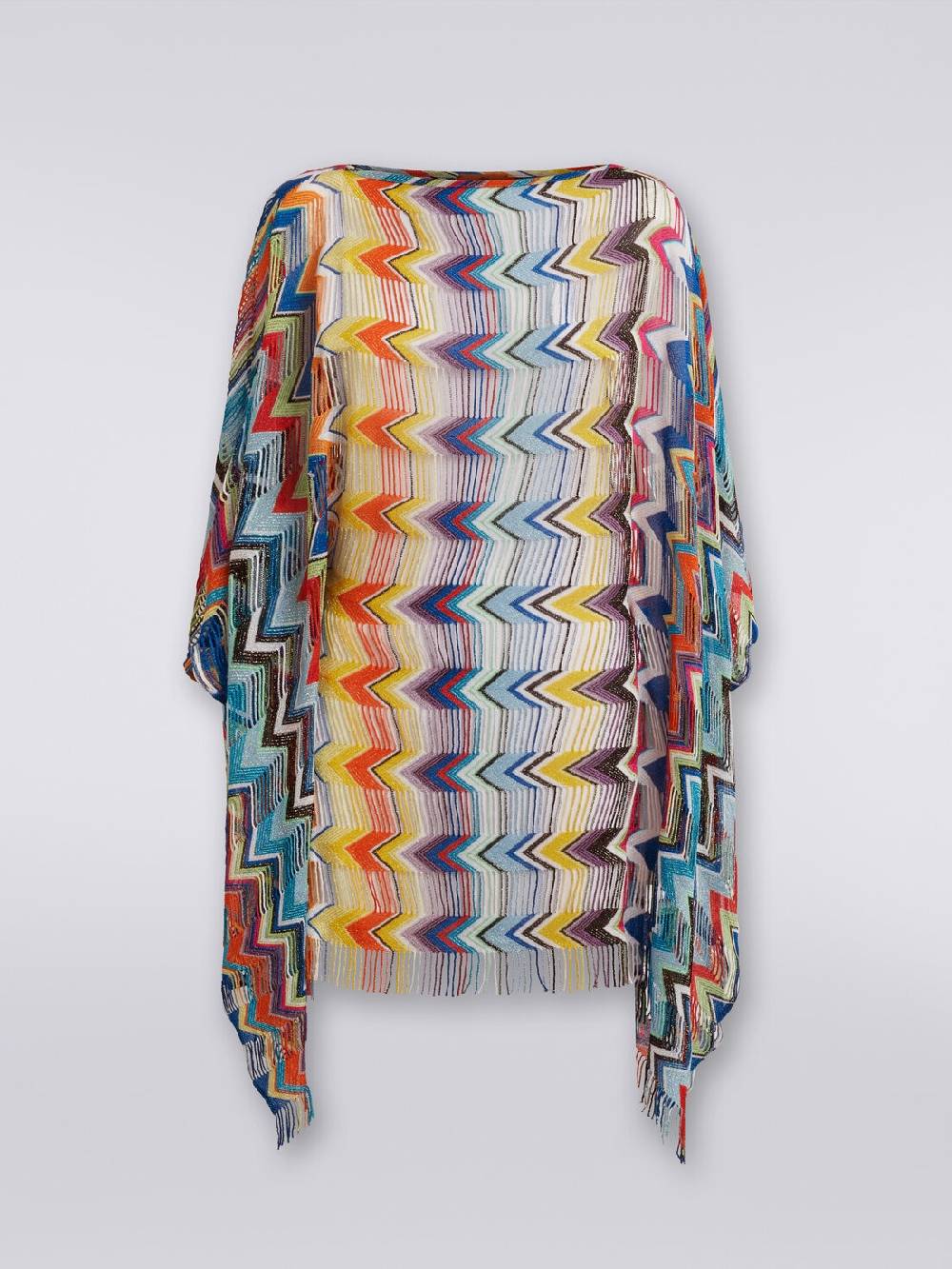 M Missoni Caftano Copricostume Corto In Viscosa Con Frange